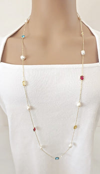 Freshwater Pearl Gold Chain Necklace - CHOMEL