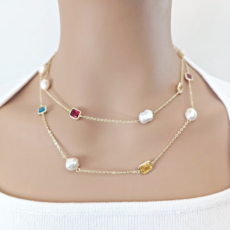 Freshwater Pearl Gold Chain Necklace - CHOMEL