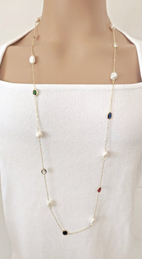 Freshwater Pearl Gold Chain Necklace - CHOMEL