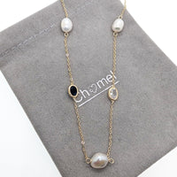Freshwater Pearl Gold Chain Necklace - CHOMEL