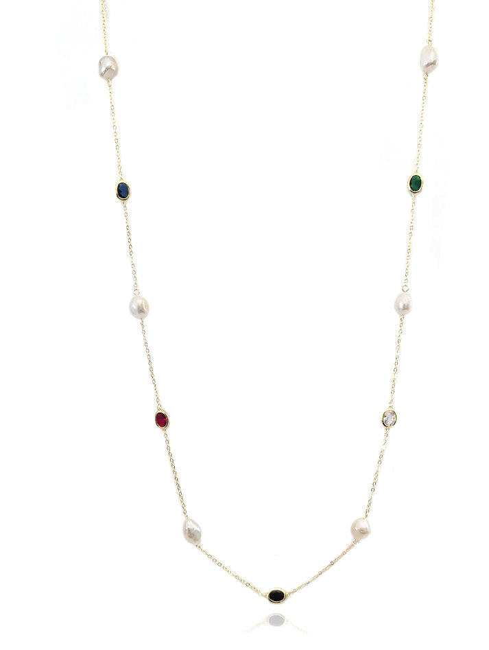 Freshwater Pearl Gold Chain Necklace - CHOMEL