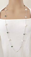 Freshwater Pearl Rhodium Chain Necklace - CHOMEL