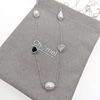 Freshwater Pearl Rhodium Chain Necklace - CHOMEL