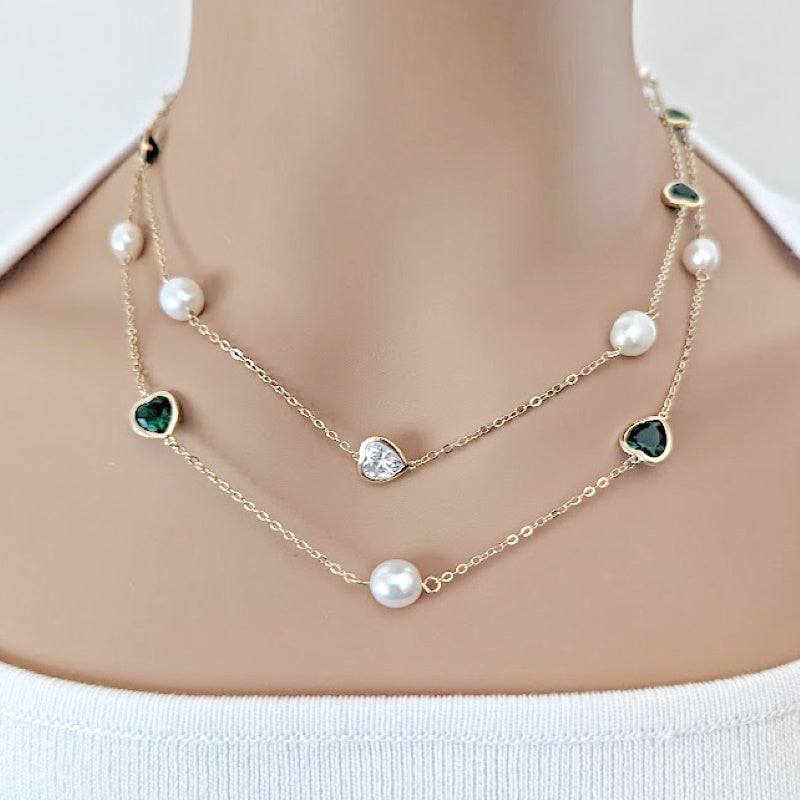 Freshwater Pearl Gold Chain Necklace - CHOMEL