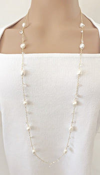 Freshwater Pearl Gold Chain Necklace - CHOMEL