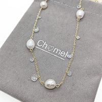 Freshwater Pearl Gold Chain Necklace - CHOMEL