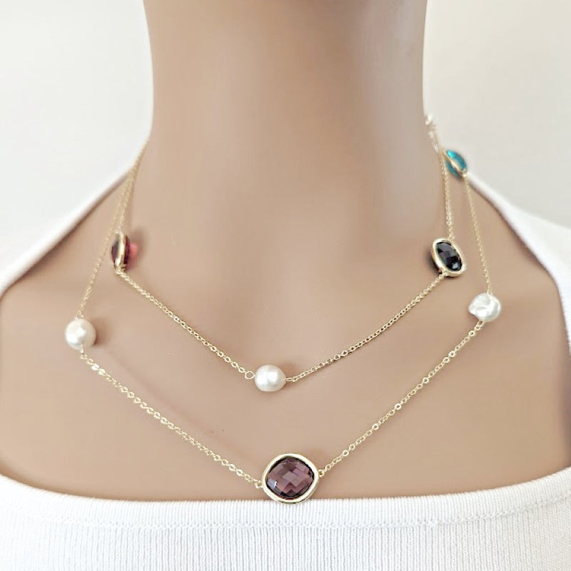 Freshwater Pearl Gold Chain Necklace - CHOMEL