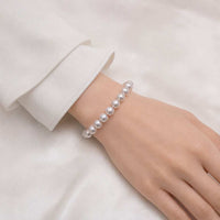 8mm simulated pearl elastic bracelet with stretchable band and lustrous pearls