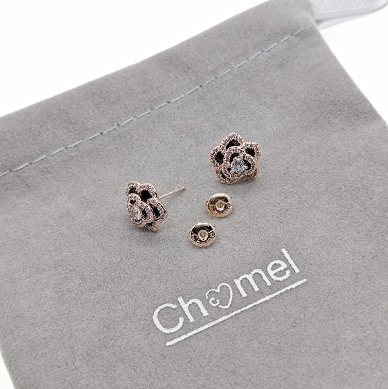 Flower Cubic Zirconia Earrings - CHOMEL