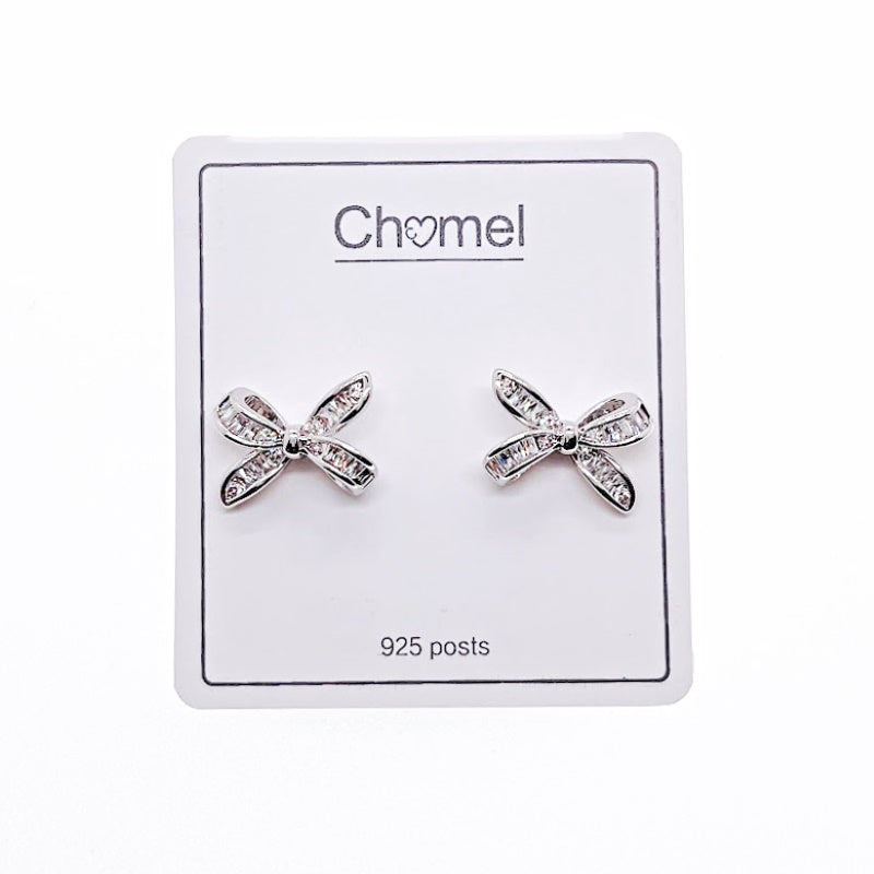 Ribbon Cubic Zirconia Earrings - CHOMEL