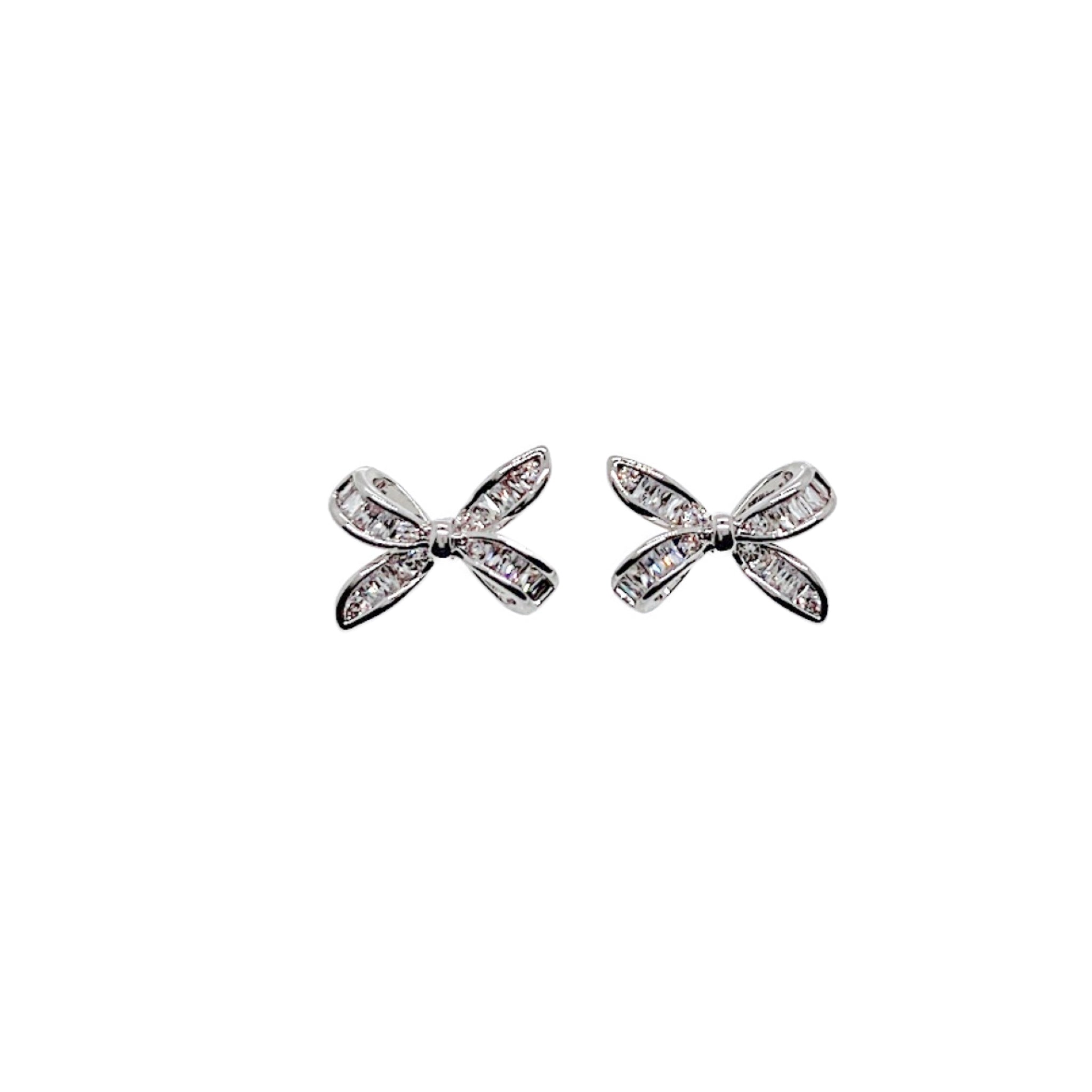 Ribbon Cubic Zirconia Earrings - CHOMEL