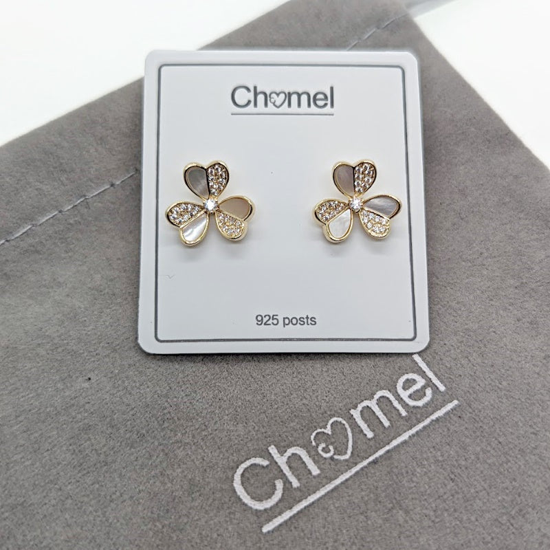 Clover Leaf Mother of Pearl Gold Earrings - CHOMEL