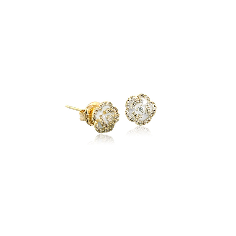 CHOMEL Cubic Zirconia Flower Gold Stud Earrings.