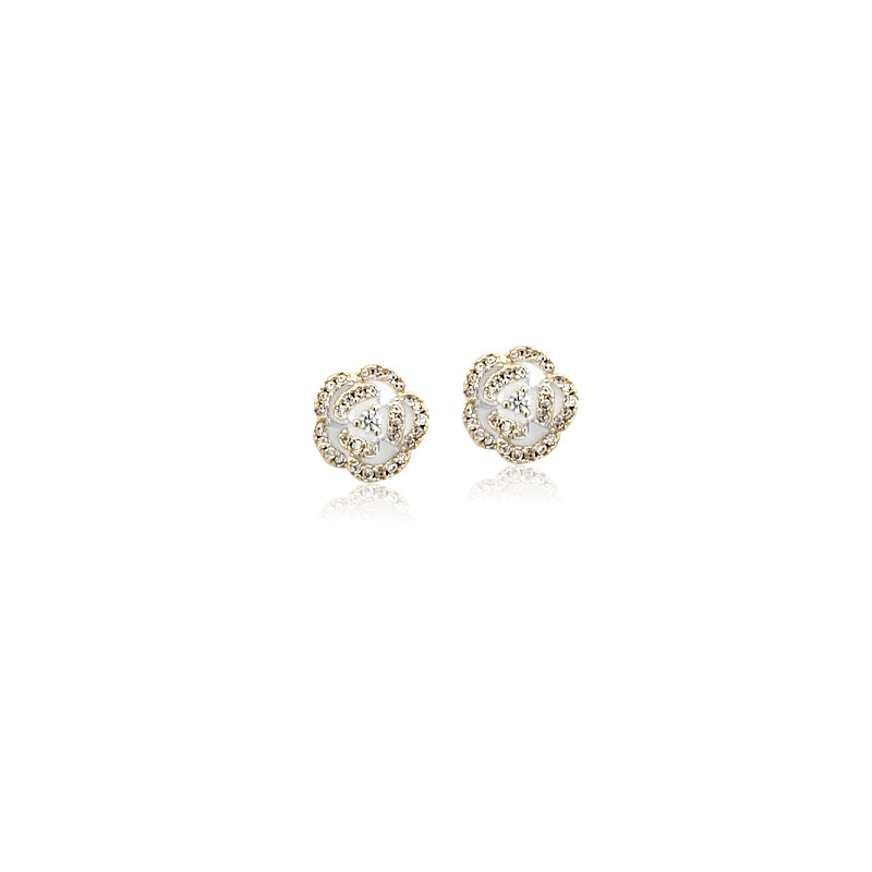 CHOMEL Cubic Zirconia Flower Gold Stud Earrings.