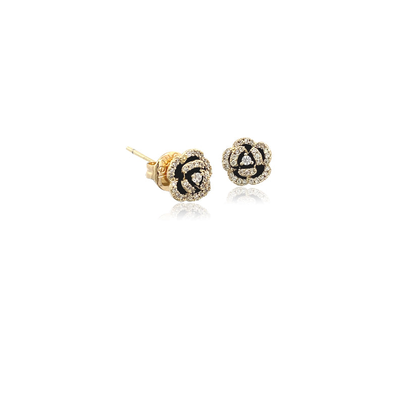CHOMEL Cubic Zirconia Flower Gold Stud Earrings.