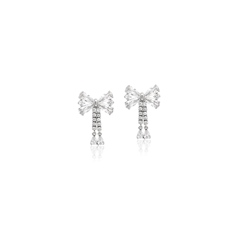 Ribbon Cubic Zirconia Earrings - CHOMEL