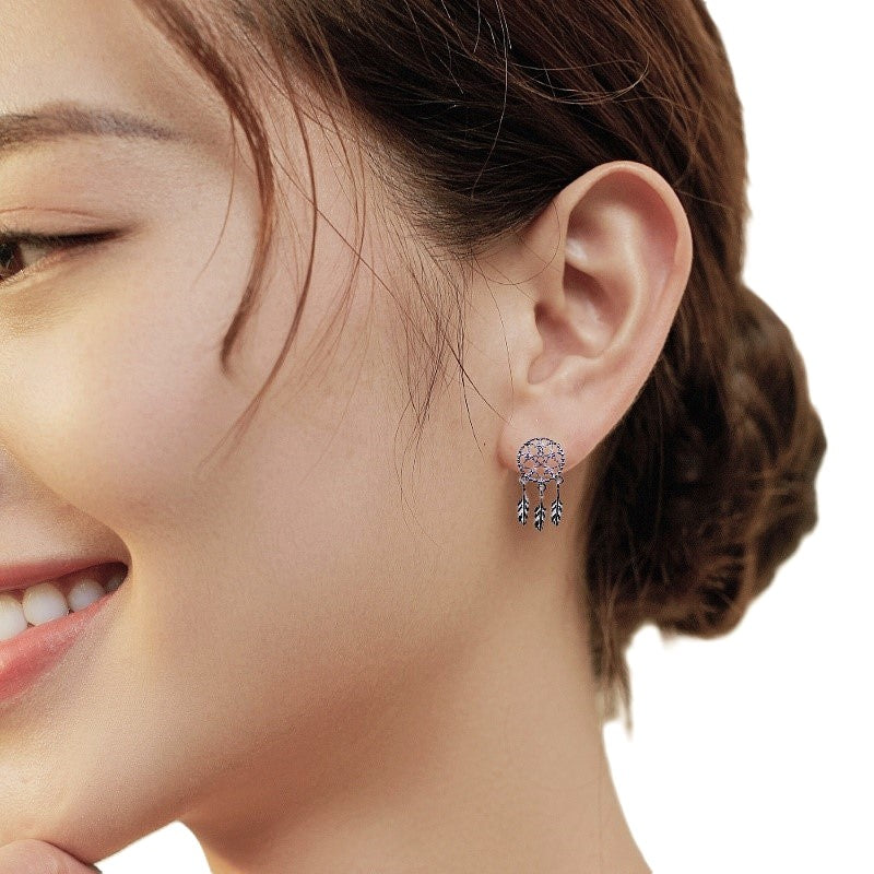 Dreamcatcher Cubic Zirconia Earrings - CHOMEL