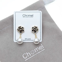 CHOMEL Pearl Flower Drop Gold Earrings