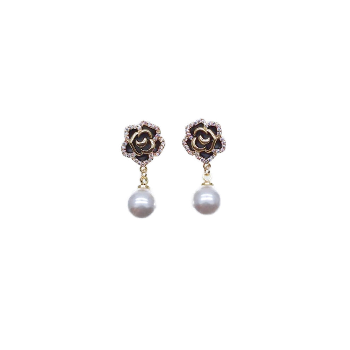 CHOMEL Pearl Flower Drop Gold Earrings