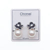 CHOMEL Pearl Flower Rhodium Earrings