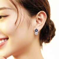 CHOMEL Pearl Flower Rhodium Earrings