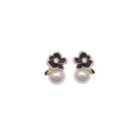 CHOMEL Pearl Flower Gold Earrings