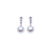 CHOMEL Pearl Drop Rhodium Earrings