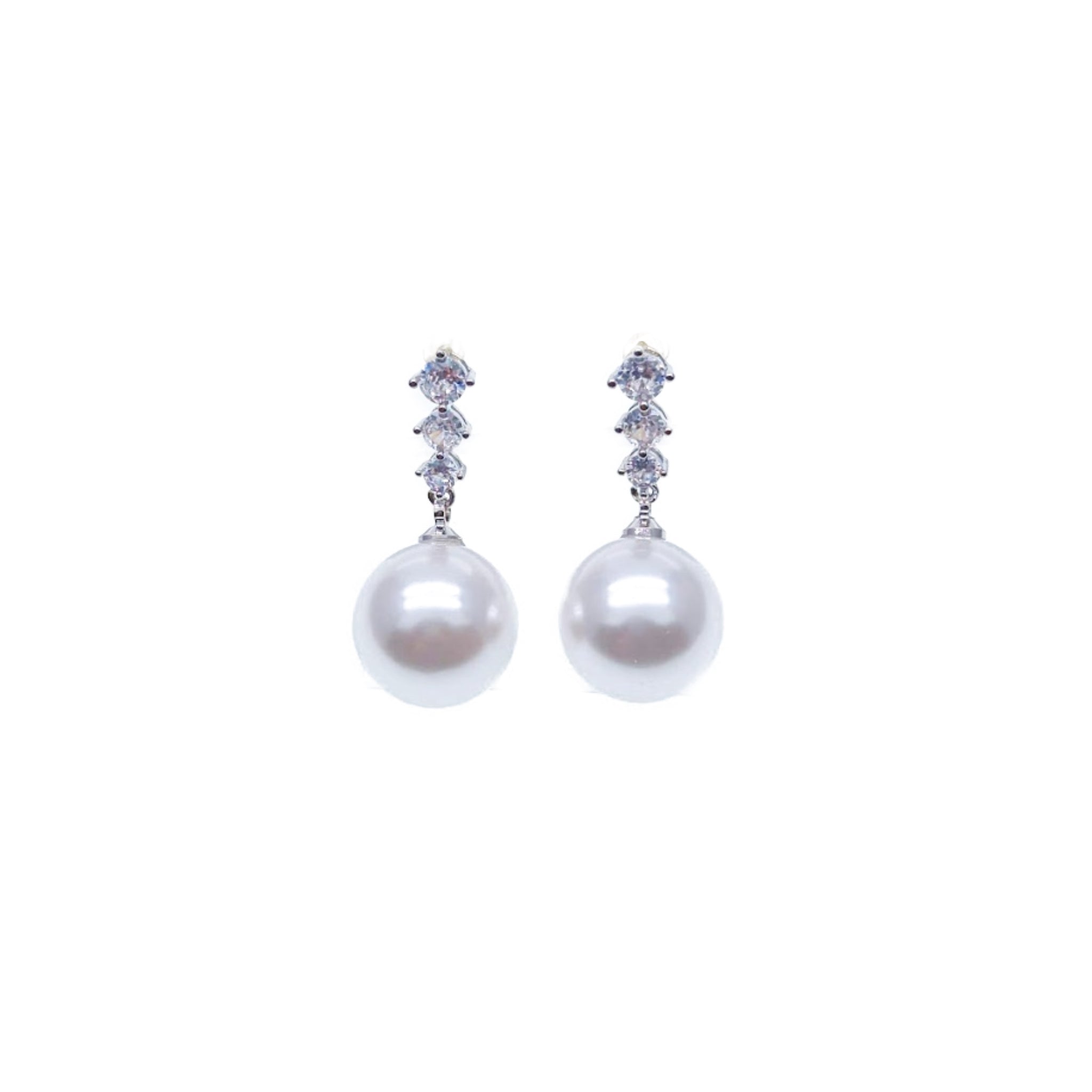 CHOMEL Pearl Drop Rhodium Earrings