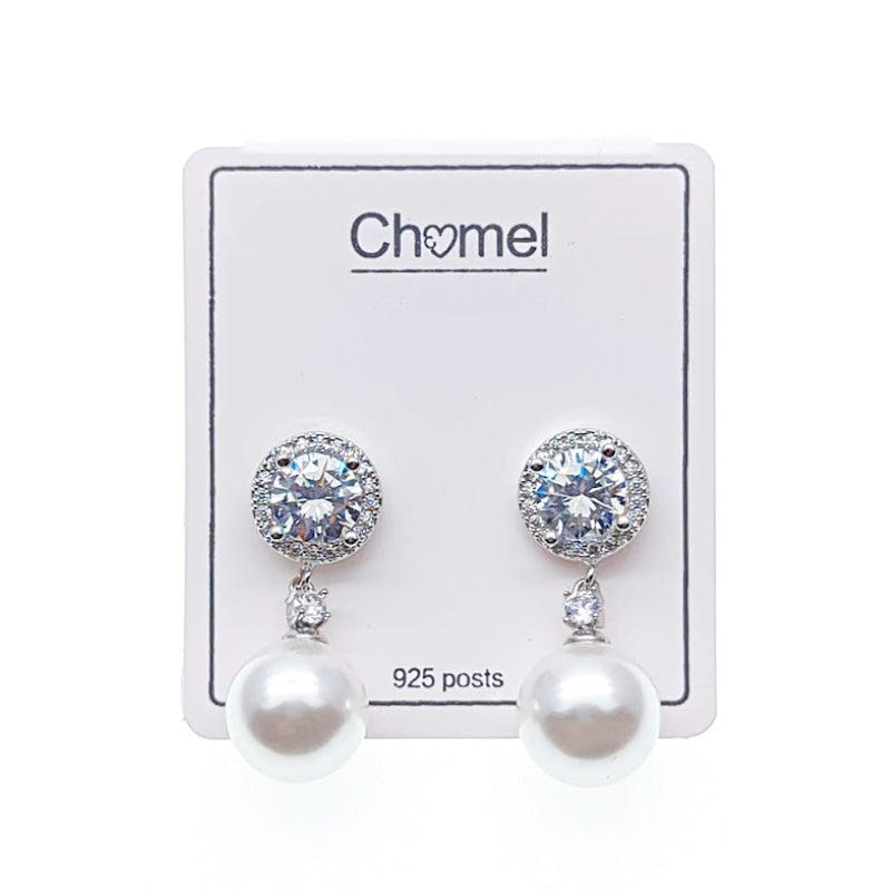 CHOMEL Pearl Cubic Zirconia Drop Earrings