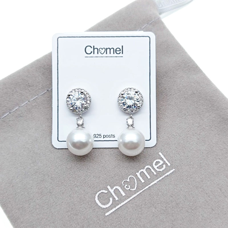 CHOMEL Pearl Cubic Zirconia Drop Earrings