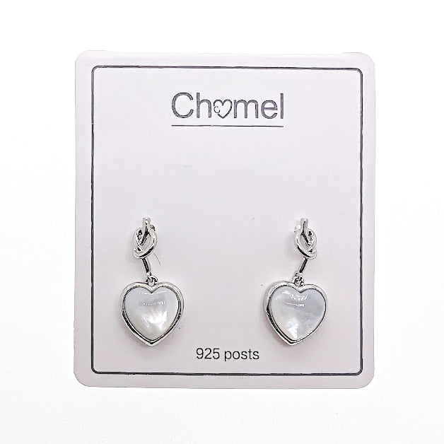 Heart Mother of Pearl Rhodium Earrings - CHOMEL