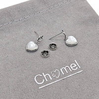 Heart Mother of Pearl Rhodium Earrings - CHOMEL