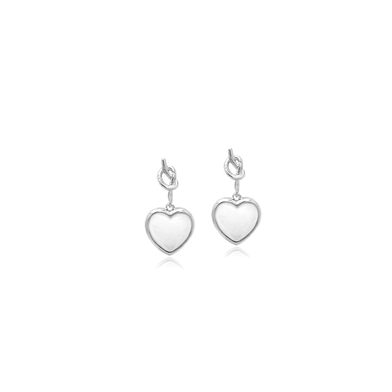 Heart Mother of Pearl Rhodium Earrings - CHOMEL