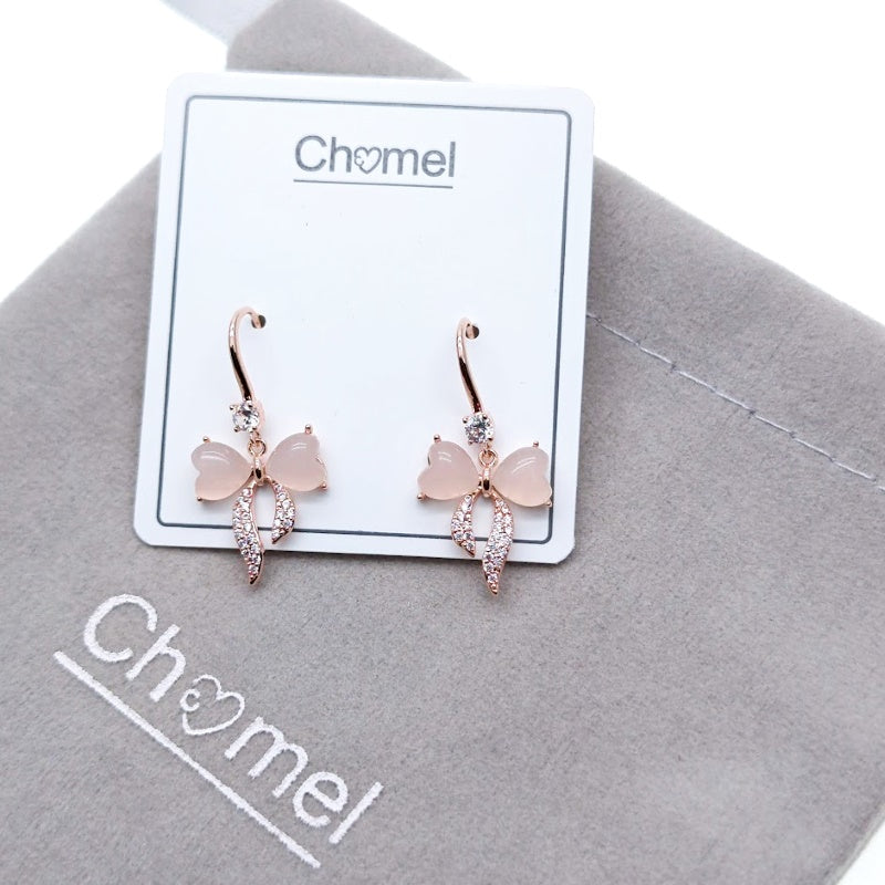 CHOMEL Cubic Zirconia Moonstone Ribbon Hook Earrings