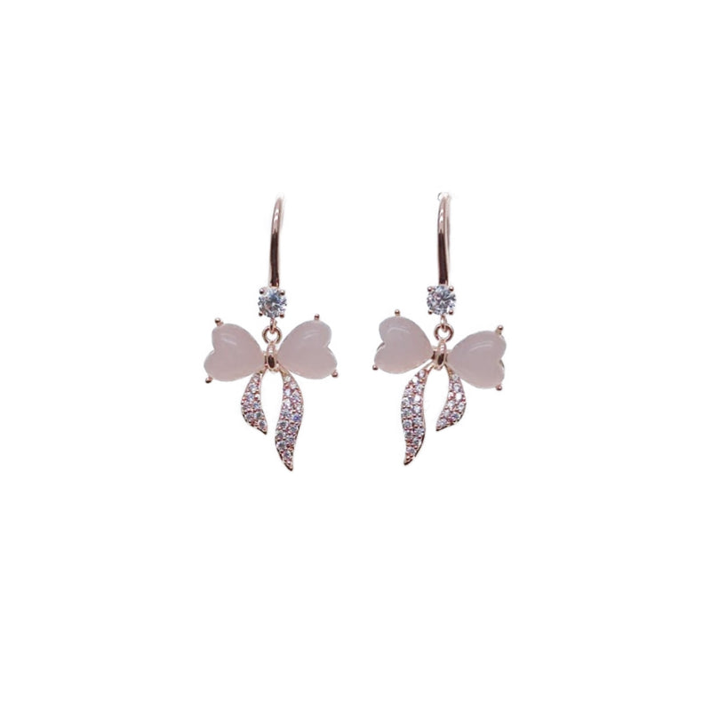 CHOMEL Cubic Zirconia Moonstone Ribbon Hook Earrings