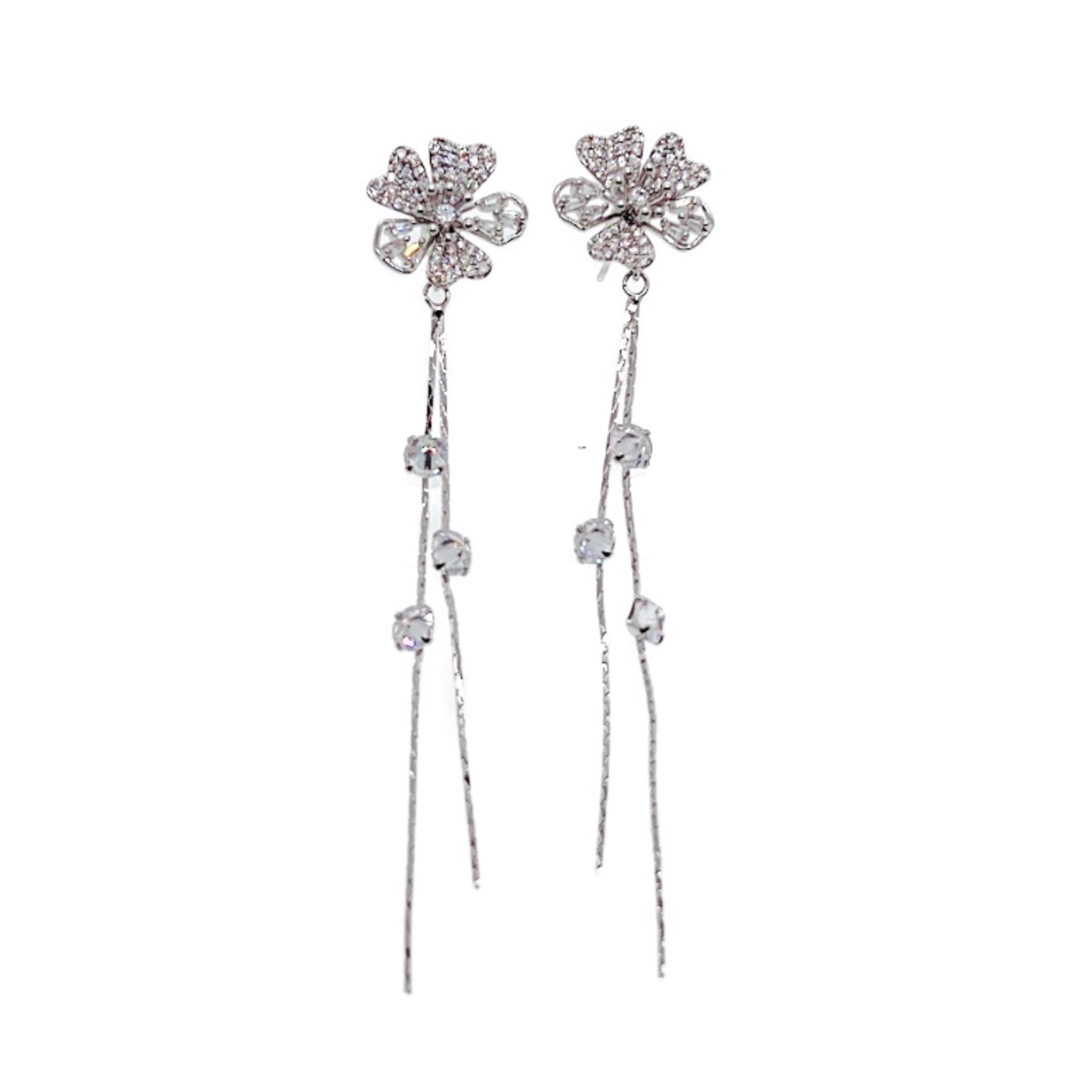 Flower Cubic Zirconia Earrings - CHOMEL
