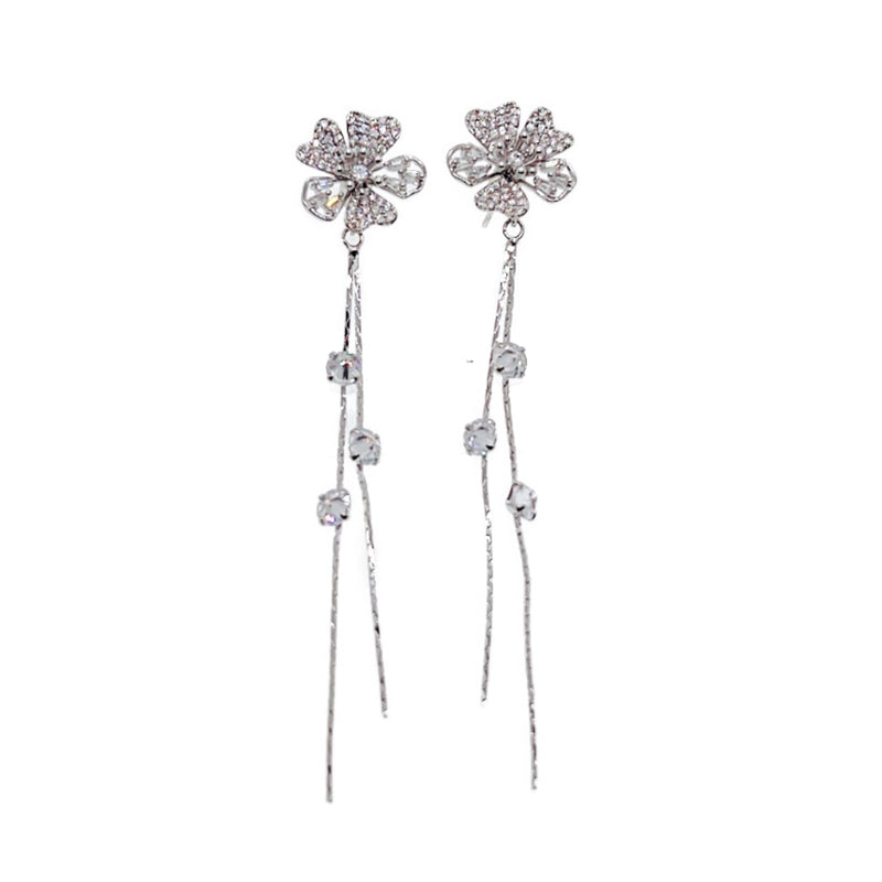 Flower Cubic Zirconia Earrings - CHOMEL