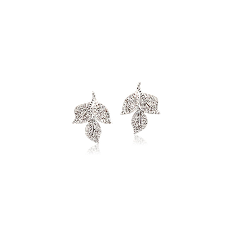 Leaf  Cubic Zirconia  Earrings - CHOMEL