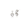 CHOMEL Cubic Zirconia Heart Rhodium Stud Dangling Earrings.