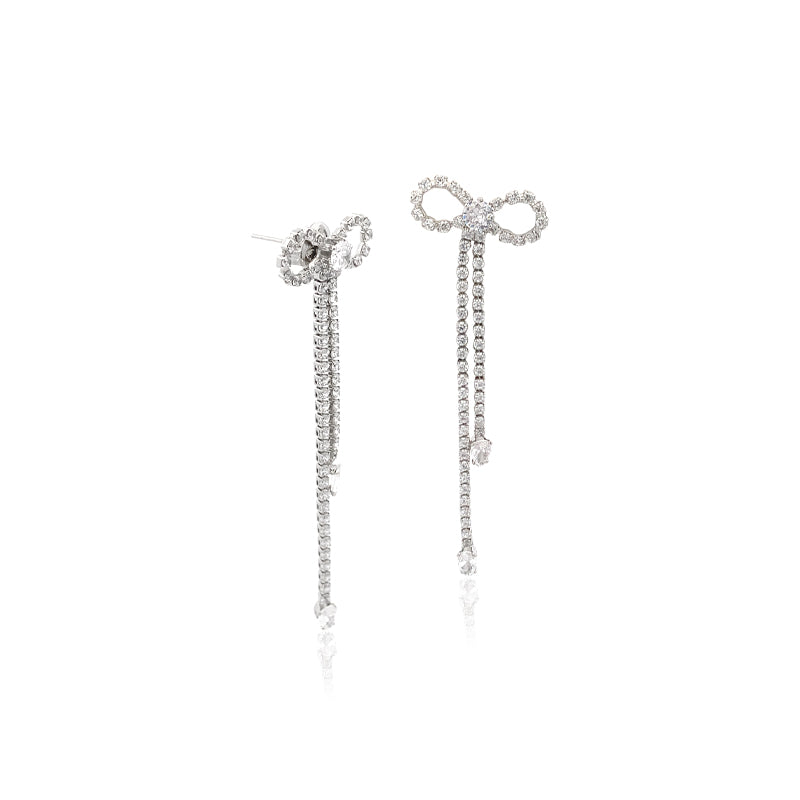 Ribbon Cubic Zirconia Earrings - CHOMEL
