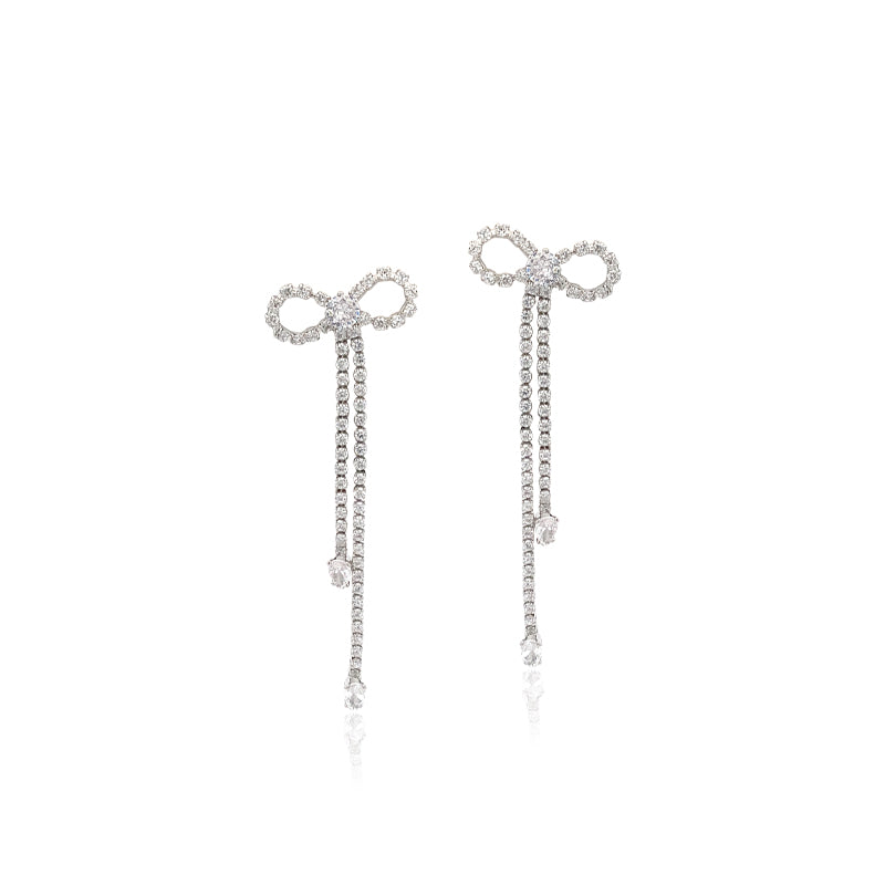 Ribbon Cubic Zirconia Earrings - CHOMEL