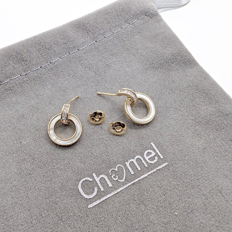 Mother of Pearl Gold Earrings - CHOMEL