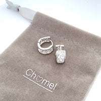 CHOMEL Cubic Zirconia Rhodium Hoop Earrings.