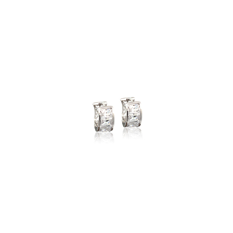 CHOMEL Cubic Zirconia Rhodium Hoop Earrings.