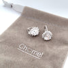 CHOMEL Cubic Zirconia Teardrop Rhodium Hoop Earrings.