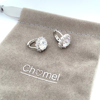 CHOMEL Cubic Zirconia with Round Solitaire Rhodium Hoop Earrings.