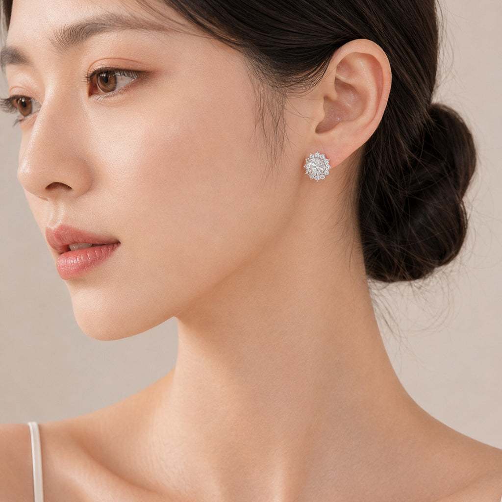 Elegant cubic zirconia round solitaire hoop earrings with rhodium plating, 12mm full hoop design