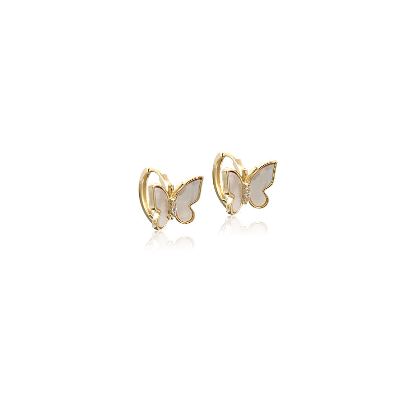 CHOMEL Mother of Pearl Butterfly gold finish Hoop Earrings.