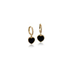 CHOMEL Cubic Zirconia Gold finish hoop earrings with dangling black enamel heart.