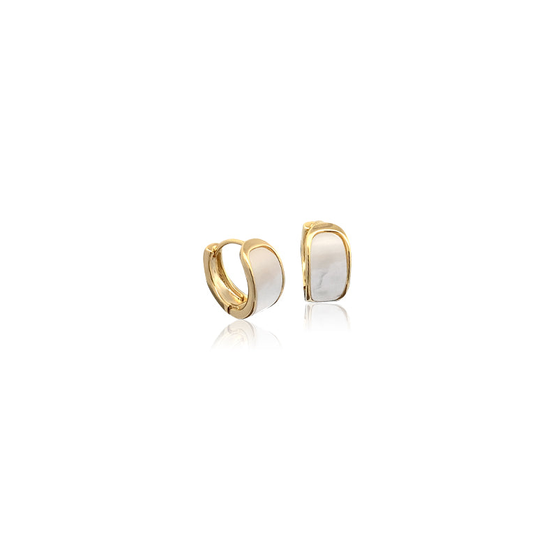 CHOMEL Mother of Pearl gold finish hoop earrings.